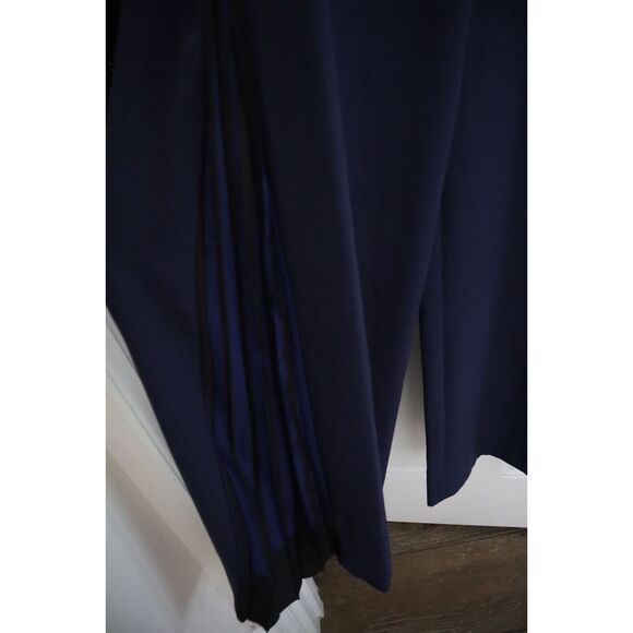 GSTQ 1F23D034 Women's Sz 4 Midnight Navy Blue Plunge Wrap Jumpsuit - Picture 11 of 13